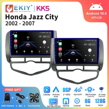 EKIY KK5 Android 10 Автомобильный Радиоприемник Для HONDA JAZZ City 2002-2007 Стерео Мультимедийный Аудио-Видео Плеер Carplay Auto 2Din DVD Головное устройство