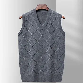 Бренд BROWON, вязаный свитер, модный осенне-зимний пуловер без рукавов с V-образным вырезом, теплые повседневные свитера Palid для мужчин, жилет