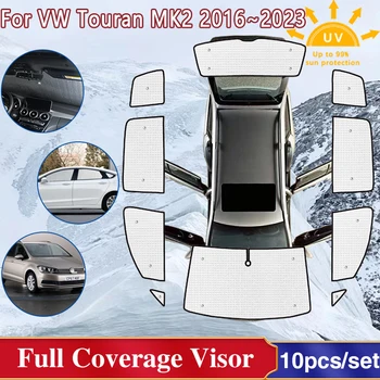 Для Volkswagen VW Touran MK2 5T 2016 ~ 2023 Полное Лобовое Стекло Объемные Солнцезащитные Козырьки Боковые Окна Козырек Shaby Автомобильные Аксессуары 2022 2021