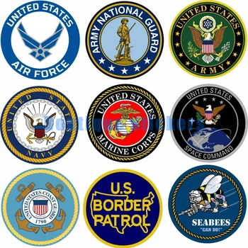 Набор из 9 предметов с Военным Логотипом США, Наклейка на Окно автомобиля, ПВХ Наклейки, Виниловая Наклейка для Гоночного мотоцикла, Автомобильного Шлема, Ноутбука